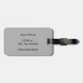 モノグラムパーソナライズされたクローバーグレーとホワイト ラゲッジタグ (裏面横)