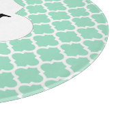 モノグラムパーソナライズされたクローバーミント&ホワイト カッティングボード (角)