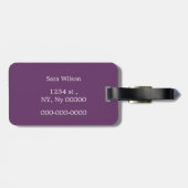 モノグラムパーソナライズされたクローバー紫と白 ラゲッジタグ (裏面横)