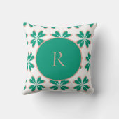 モノグラムパーソナライズされたグリーンフローラ クッション (裏面)
