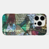 モノグラムパーソナライズされたグリーンブルーブルガンディ抽象芸術 Case-Mate iPhoneケース (裏面 (横))