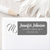 モノグラムパーソナライズされたグレイ差出人住所封筒 ラベル (インサイチュ)