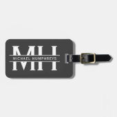 モノグラムパーソナライズされたグレイ荷物 ラゲッジタグ (正面横)