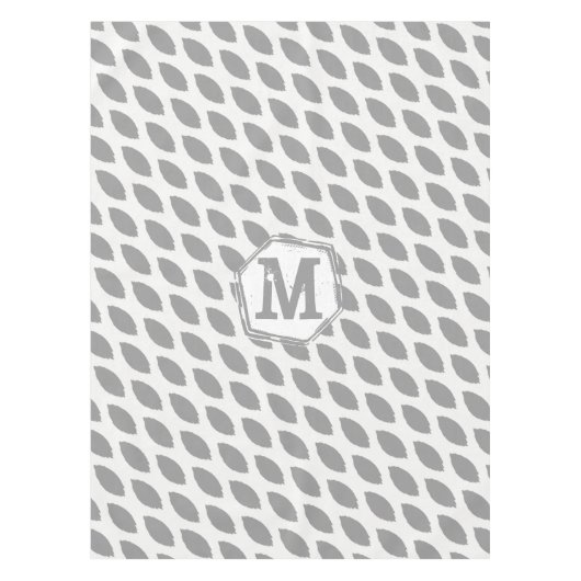 モノグラムパーソナライズされたグレー抽象芸術楕円パターン テーブルクロス (正面)