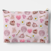 モノグラムパーソナライズされたコケットピンクムーンフェミニン アクセサリーポーチ (裏面)