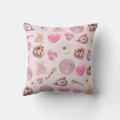 モノグラムパーソナライズされたコケットピンクムーンフェミニン クッション (裏面)