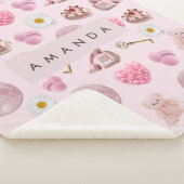 モノグラムパーソナライズされたコケットピンクムーンフェミニン シェルパブランケット (3/4)