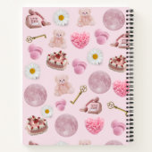 モノグラムパーソナライズされたコケットピンクムーンフェミニン ノートブック (裏面)