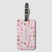 モノグラムパーソナライズされたコケットピンクムーンフェミニン ラゲッジタグ (正面縦)