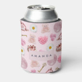 モノグラムパーソナライズされたコケットピンクムーンフェミニン 缶クーラー (缶裏面)