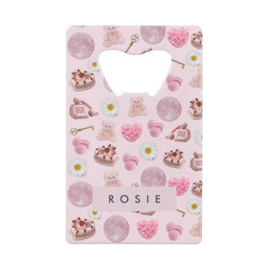 モノグラムパーソナライズされたコケットヴィンテージシーシェル クレジットカード栓抜き (正面)