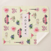 モノグラムパーソナライズされたコケットヴィンテージシーシェル シェルパブランケット (正面(横))