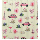 モノグラムパーソナライズされたコケットヴィンテージシーシェル シャワーカーテン (正面)