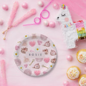 モノグラムパーソナライズされたコケットヴィンテージシーシェル ペーパープレート (パーティー)