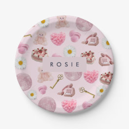 モノグラムパーソナライズされたコケットヴィンテージシーシェル ペーパープレート