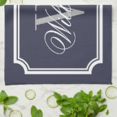 モノグラムパーソナライズされたコットンキッチンハンドタオル キッチンタオル (折り畳み)