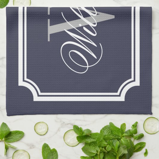 モノグラムパーソナライズされたコットンキッチンハンドタオル キッチンタオル (折り畳み)