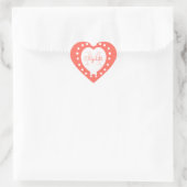 モノグラムパーソナライズされたコーラルホワイトハート ハートシール (バッグ)