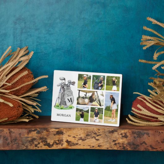 モノグラムパーソナライズされたゴルフフォトコラージュ フォトプラーク (側面)
