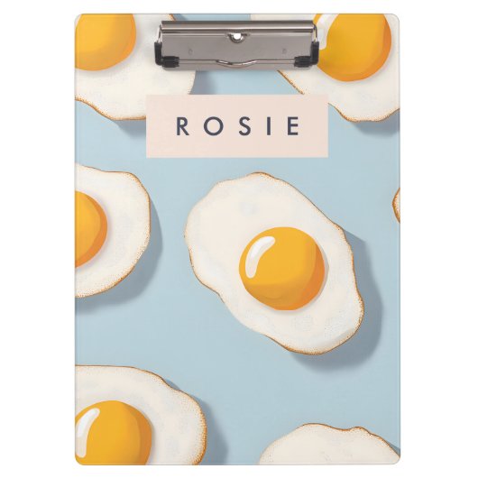 モノグラムパーソナライズされたサニーサイドアップ卵パターン クリップボード (正面)