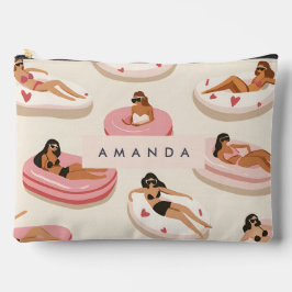 モノグラムパーソナライズされたサマープールフロートパターン アクセサリーポーチ