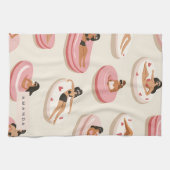 モノグラムパーソナライズされたサマープールフロートパターン キッチンタオル (横)