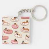 モノグラムパーソナライズされたサマープールフロートパターン キーホルダー (裏面)