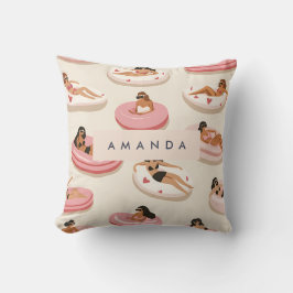 モノグラムパーソナライズされたサマープールフロートパターン クッション