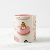 モノグラムパーソナライズされたサマープールフロートパターン ツートーンマグカップ (中央)