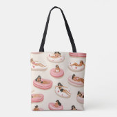 モノグラムパーソナライズされたサマープールフロートパターン トートバッグ (裏面)