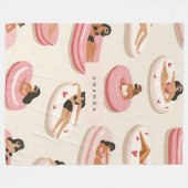 モノグラムパーソナライズされたサマープールフロートパターン フリースブランケット (正面(横))