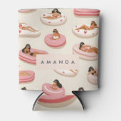 モノグラムパーソナライズされたサマープールフロートパターン 缶クーラー (正面)