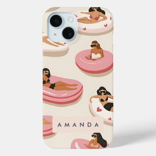 モノグラムパーソナライズされたサマープールフロートパターン Case-Mate iPhoneケース (裏面)