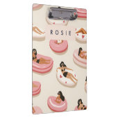 モノグラムパーソナライズされたサマープール浮きパターン クリップボード (右)