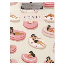 モノグラムパーソナライズされたサマープール浮きパターン クリップボード