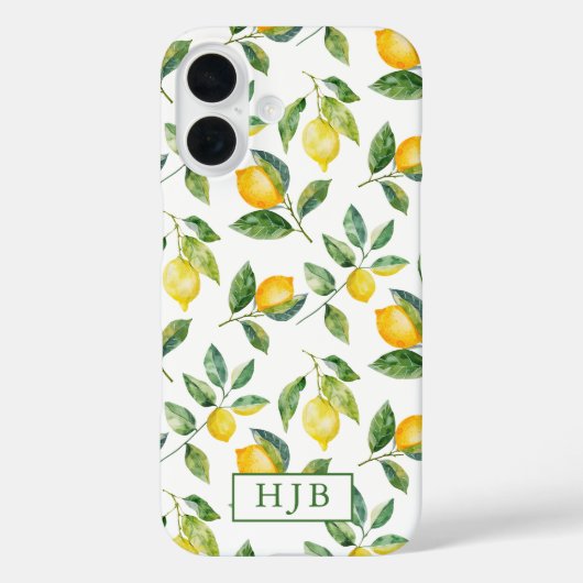 モノグラムパーソナライズされたサマーレモンiPhone 16ケース Case-Mate iPhoneケース (裏面)