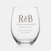 モノグラムパーソナライズされたサンキュー結婚式の引き出物 ステムなしワイングラス (正面)