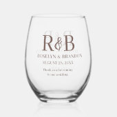 モノグラムパーソナライズされたサンキュー結婚式の引き出物 ステムなしワイングラス (裏面)