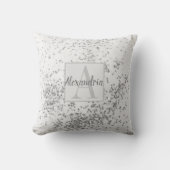 モノグラムパーソナライズされたシックシルバー紙吹雪 クッション (正面)