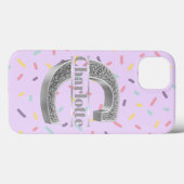 モノグラムパーソナライズされたシルバーイニシャルBあなたの名前 Case-Mate iPhoneケース (裏面 (横))