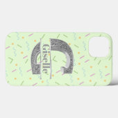 モノグラムパーソナライズされたシルバーイニシャルGあなたの名前 Case-Mate iPhoneケース (裏面 (横))