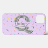 モノグラムパーソナライズされたシルバーイニシャルQお名前 Case-Mate iPhoneケース (裏面 (横))