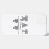 モノグラムパーソナライズされたシルバーイニシャルWあなたの名前 Case-Mate iPhoneケース (裏面 (横))