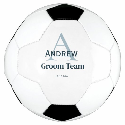 モノグラムパーソナライズされたシンプルグルームチームgroomsmen サッカーボール (正面)