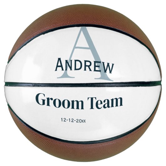 モノグラムパーソナライズされたシンプルグルームチームgroomsmen バスケットボール (正面)