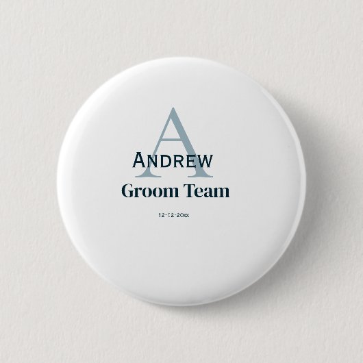 モノグラムパーソナライズされたシンプルグルームチームgroomsmen 缶バッジ (正面)