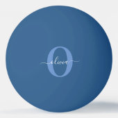 モノグラムパーソナライズされたスクリプト名ブルーホワイト 卓球ボール (裏面)