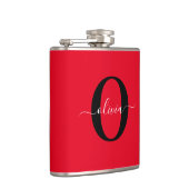 モノグラムパーソナライズされたスクリプト名レッド白黒 フラスク (右)