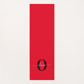 モノグラムパーソナライズされたスクリプト名レッド白黒 ヨガマット (正面)