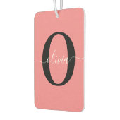 モノグラムパーソナライズされたスクリプト名白黒ピンク カーエアーフレッシュナー (左)